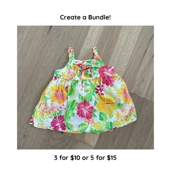 Koala Kids Girls Colorful Hawaiian Flower Spaghetti Strap Tank Top Size 12M - Picture 1 of 8